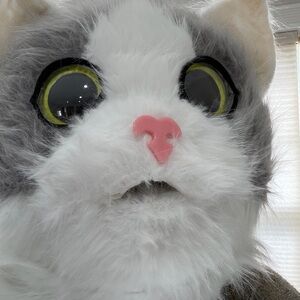 Furry Cat Costume Head - White and Gray